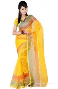 Jheel Sarees Solid, Striped Fashion Tissue Sari